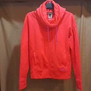 Coral Northface hooded sweatshirt